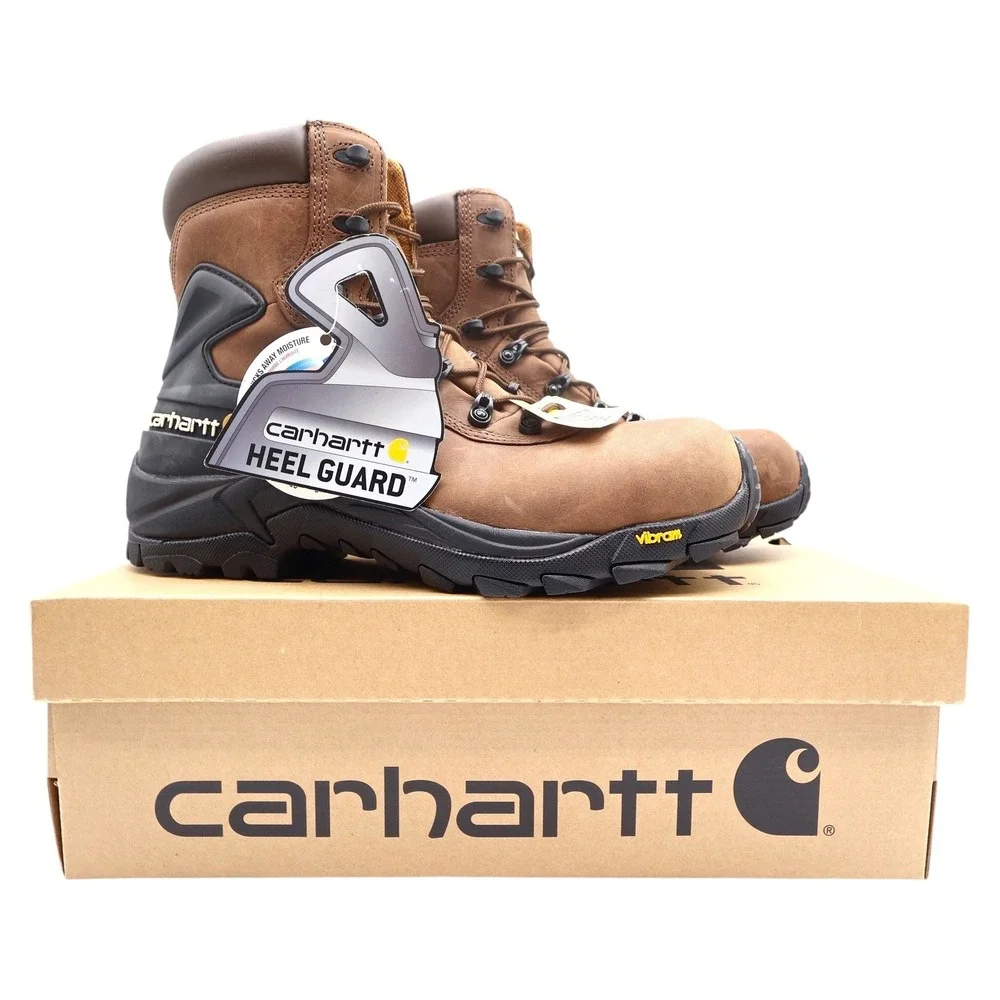Carhartt Work Boots Mens 8.5 M Brown Leather Waterproof 6